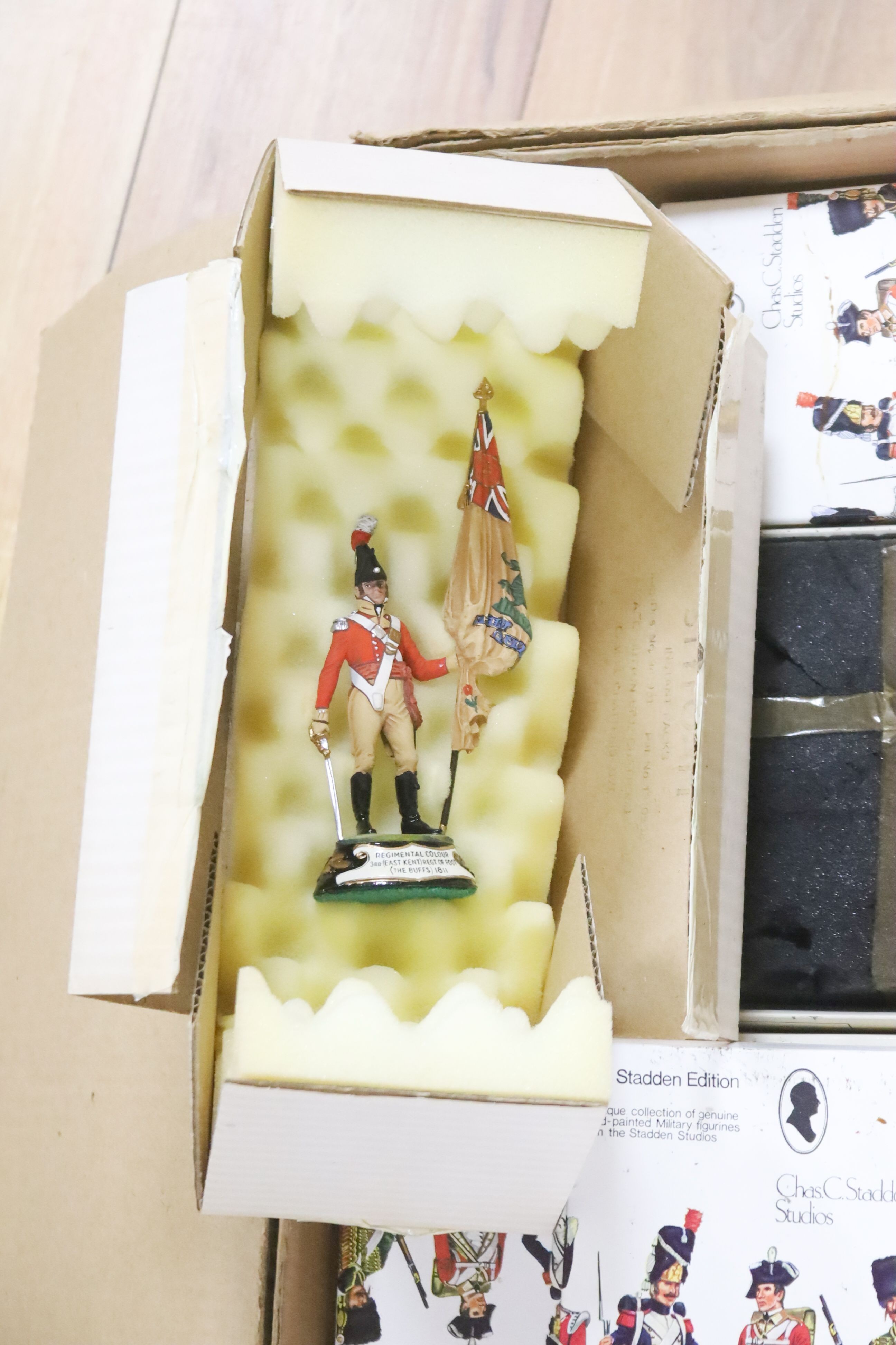A collection of model soldiers by Charles Stadden, many boxed